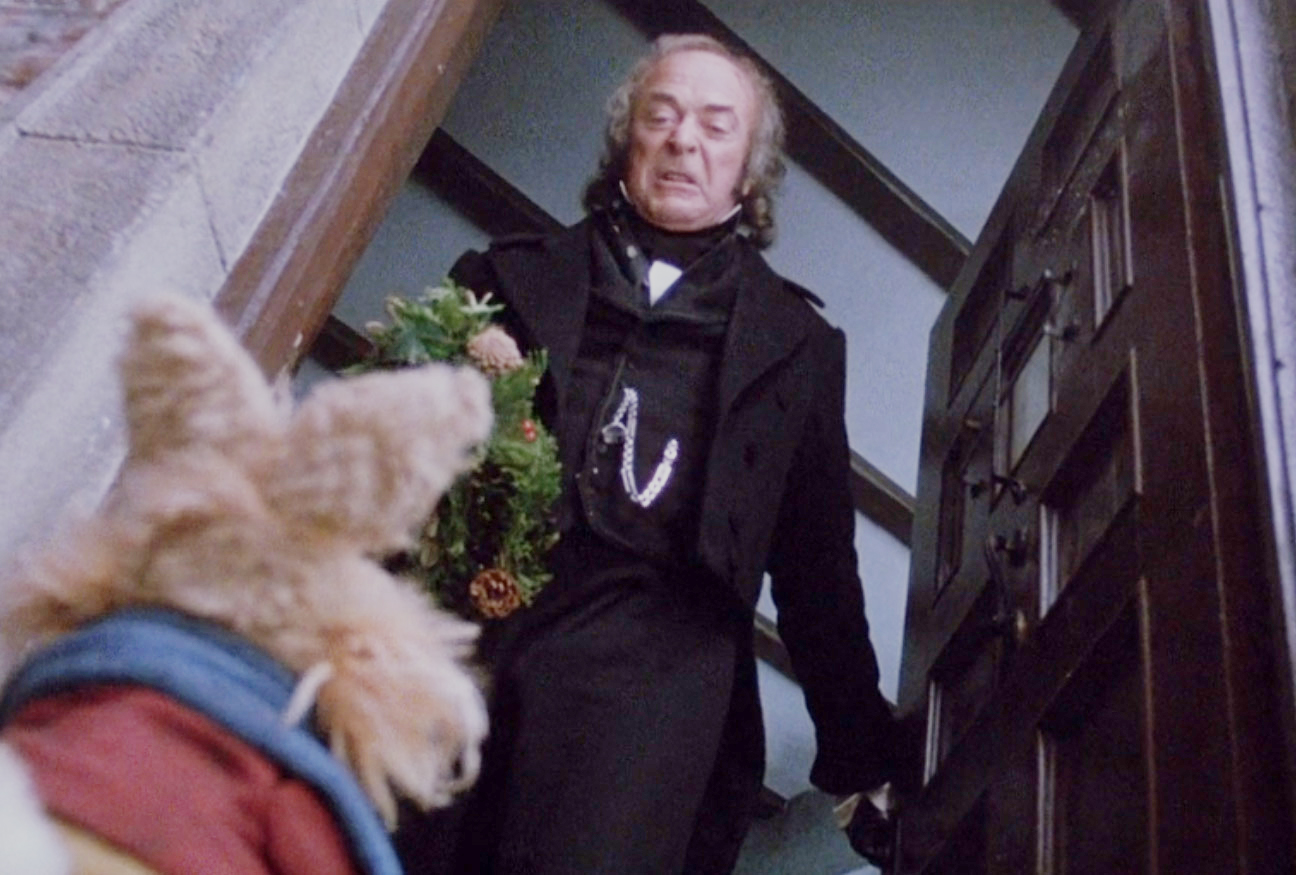 Scrooge takes his wrath out on a wreath