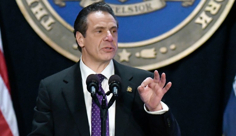 New York Gov. Andrew Cuomo delivers his state of the state address at the Empire State Plaza Convention Center on Wednesday, Jan. 3, 2018, in Albany, N.Y. (AP Photo/Hans Pennink)