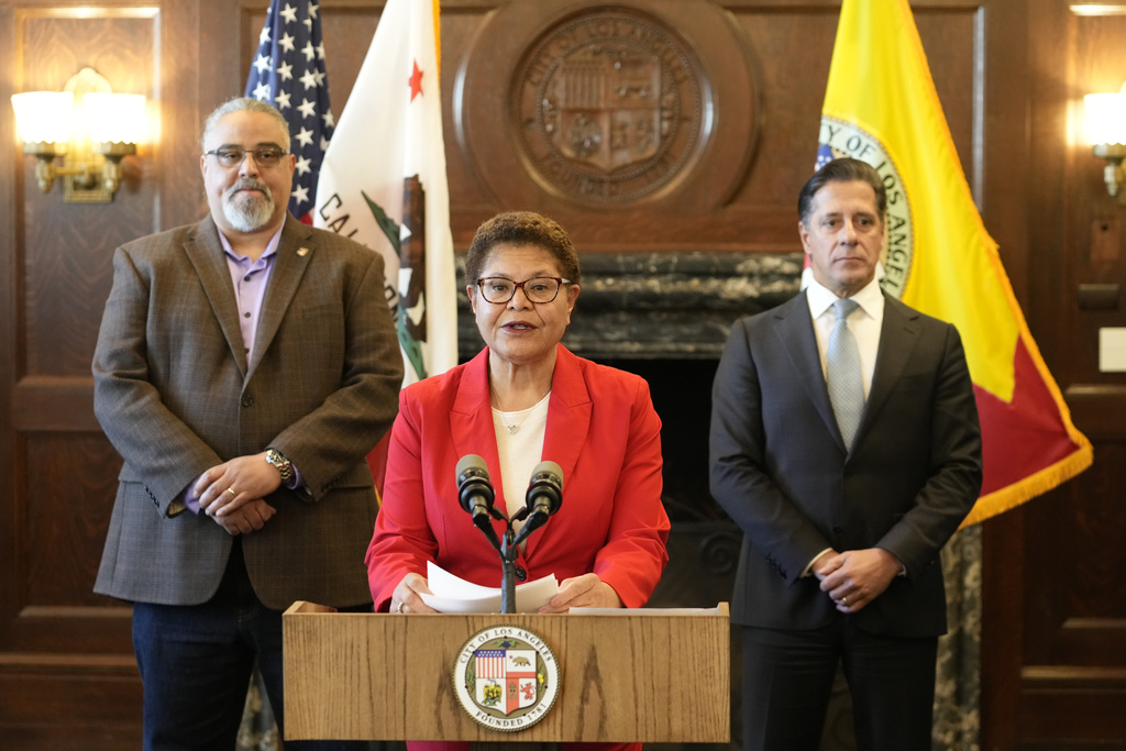 Max Arias, Karen Bass, Alberto Carvalho