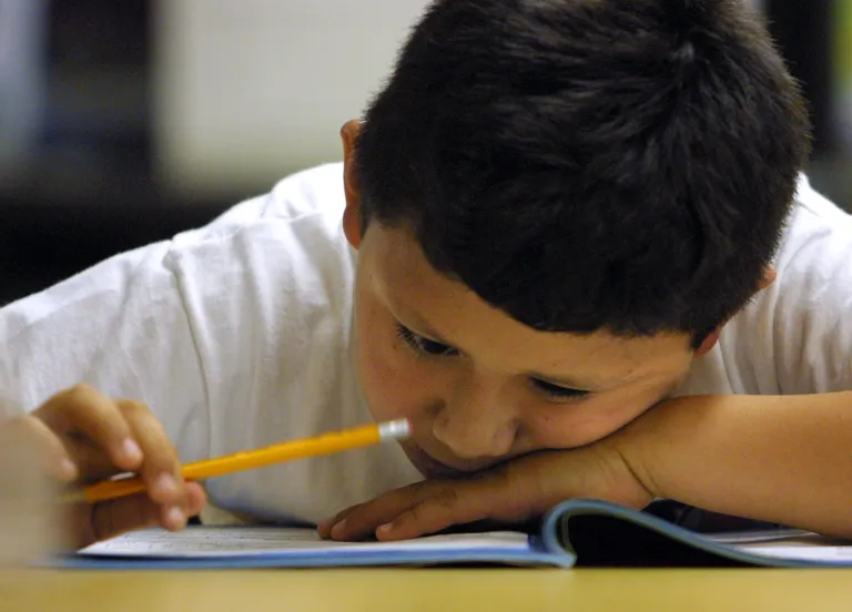 A student takes a standardized test.