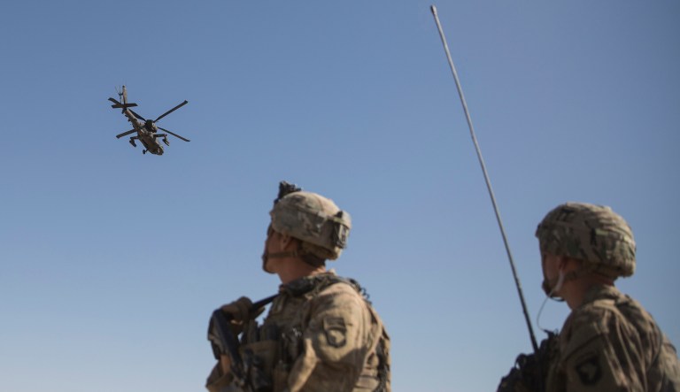 Unarmed and armed drones, vehicles, helicopters, and artillery are among the items that will be shipped. Members of Fort Benning's Army security-force assistance brigade could be deployed by February to serve as combat advisers. (U.S. Marine Corps photo by Sgt. Justin T. Updegraff, Operation Resolute Support via AP)