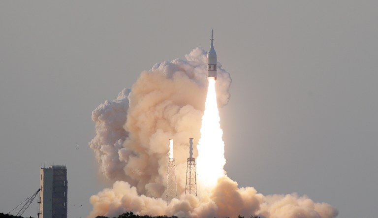 A NASA Orion spacecraft lifts off from pad 46 at the Cape Canaveral Air Force Station Tuesday, July 2, 2019, in Cape Canaveral, Fla.