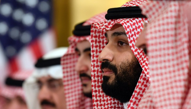 In this Sunday, April 29, 2018 file photo released by Saudi Press Agency, SPA, U.S. Secretary of State Mike Pompeo, left, is greeted by Saudi King Salman in Riyadh, Saudi Arabia.