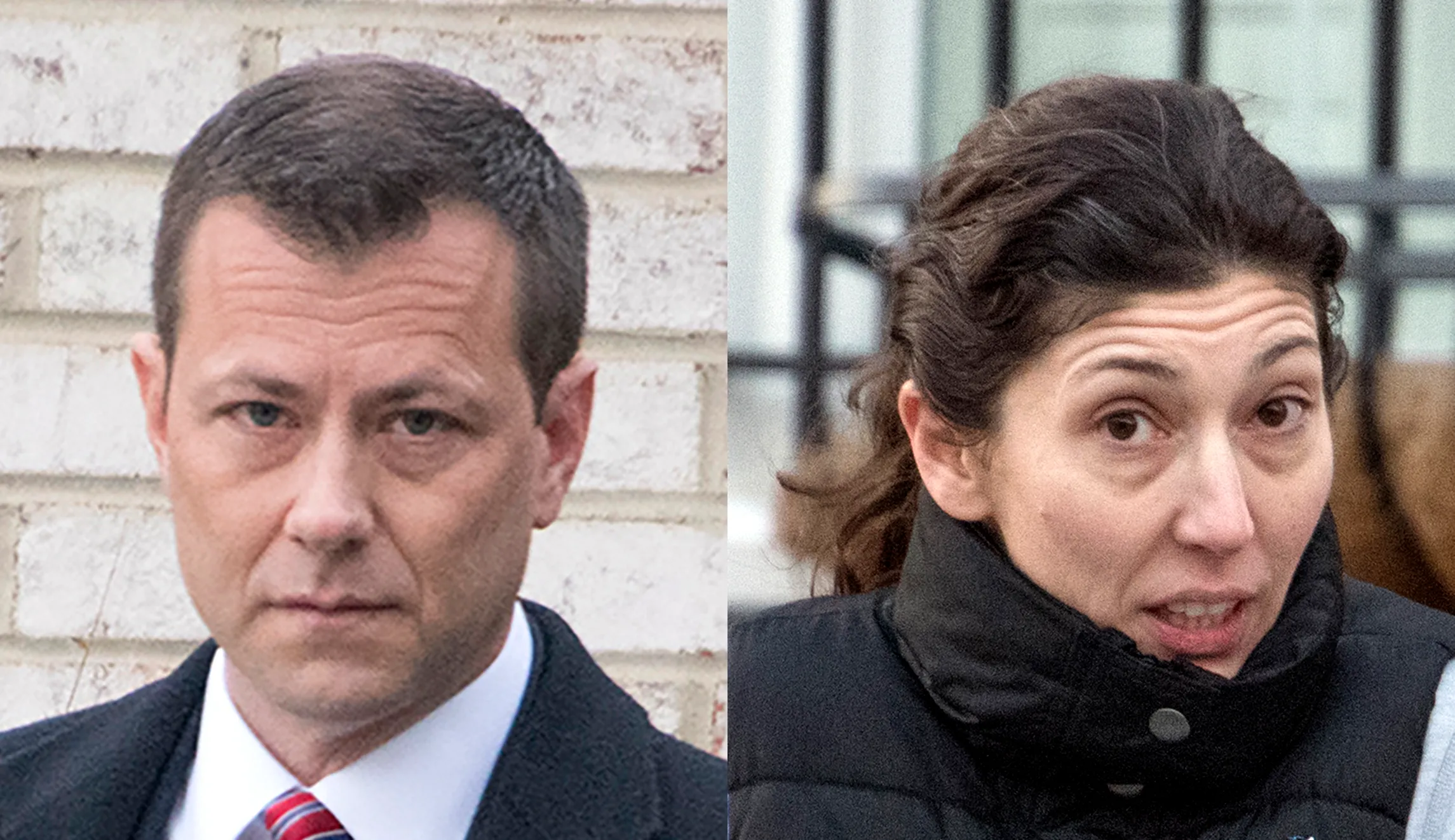 Former FBI officials Peter Strzok (left) and Lisa Page (right) are pictured.