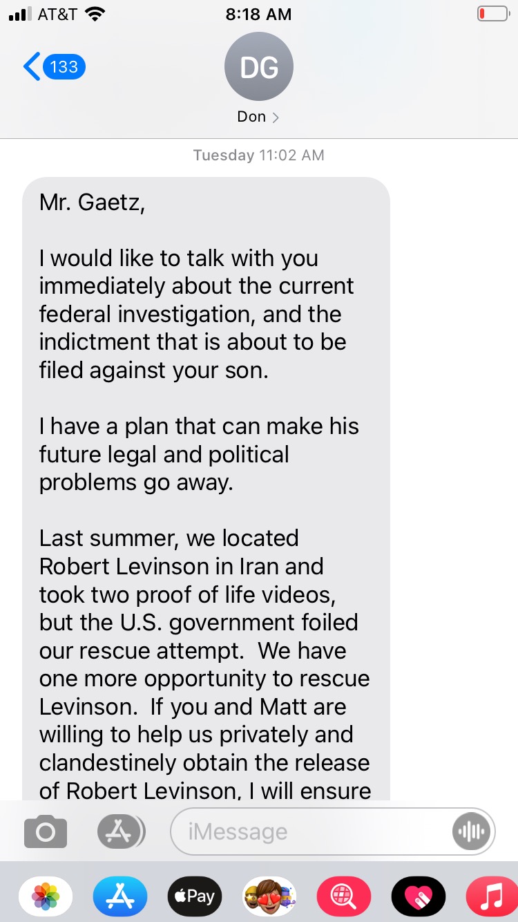 Gaetz Kent message 1