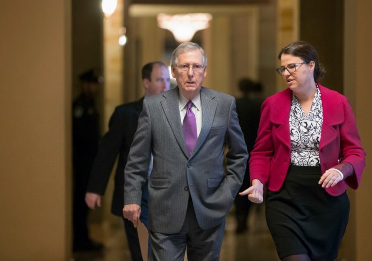 Mitch McConnell and the nine leaders of the House Freedom Caucus are also likely to discuss the upcoming budget fight. (AP Photo)