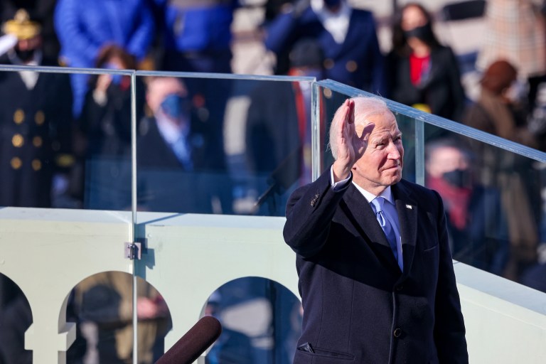 Trump casts long shadow over Biden inaugural address