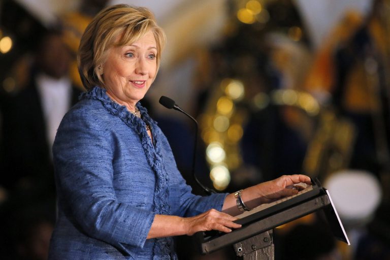 Democratic presidential candidate Hillary Rodham Clinton speaks during a campaign stop in Baton Rouge, La., Monday, Sept. 21, 2015. (AP Photo/Jonathan Bachman)