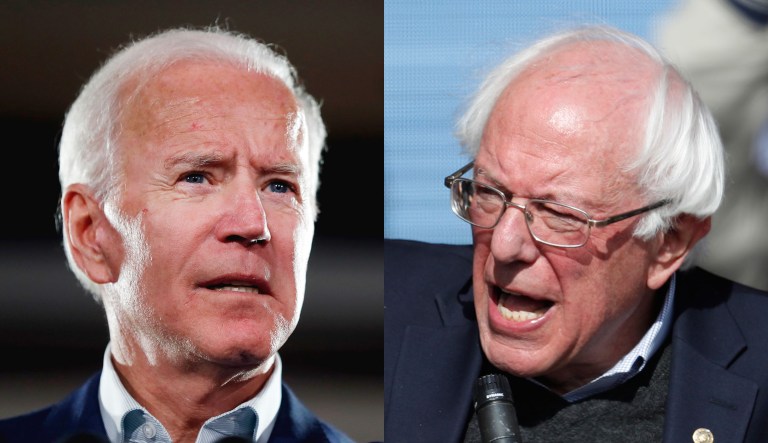 Former Vice President Joe Biden (left) and Sen. Bernie Sanders (right) are pictured.