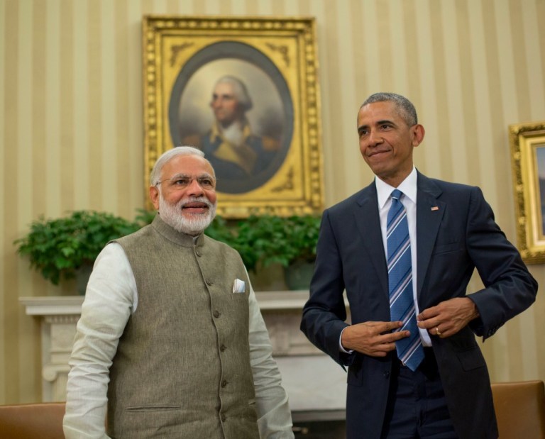 The White House announced the news as President Obama and Indian Prime Minister Narendra Modi met in Washington, where meeting the goals of last year's Paris climate change deal topped the agenda. (AP Photo)