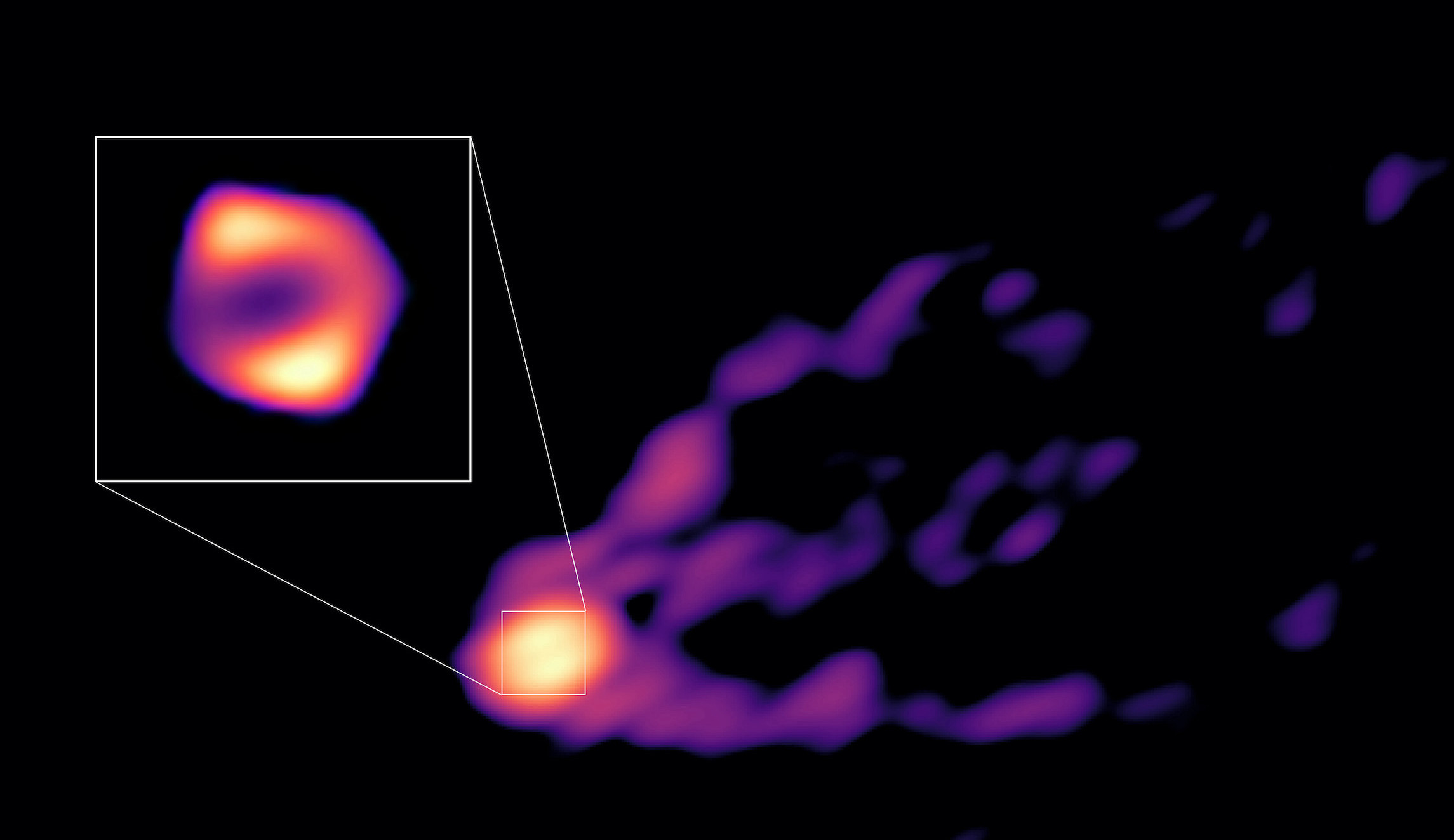 A view of the jet and shadow of M87’s black hole