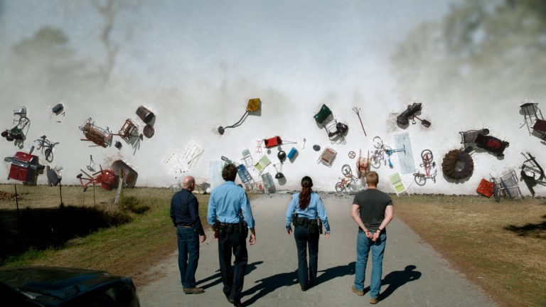 This photo released by CBS shows, from left, Dean Norris as James 