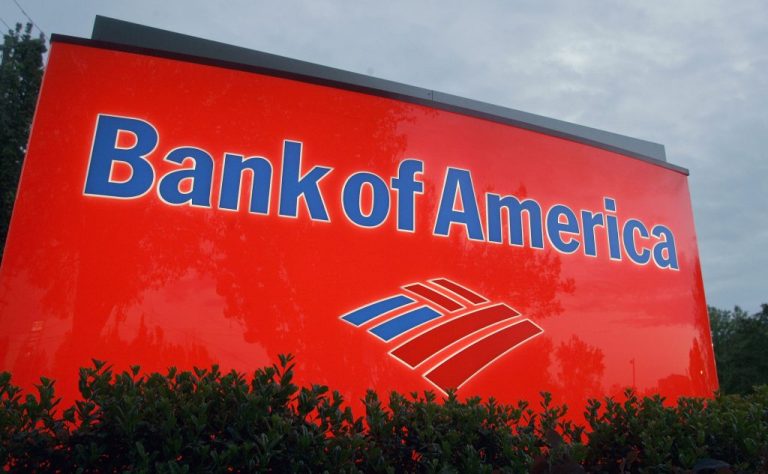 Bank of America logo on a sign. (AP Photo/Chuck Burton, File)