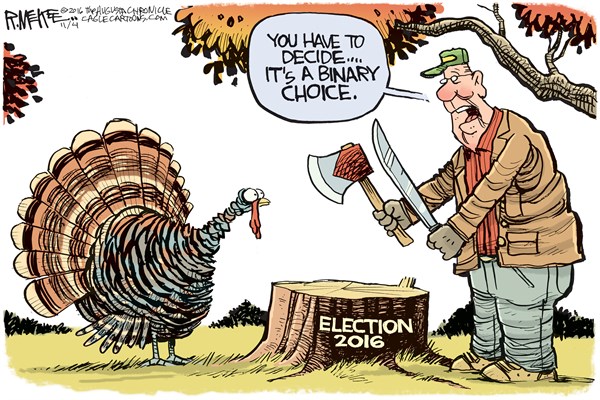 Editorial cartoon: It’s a binary choice