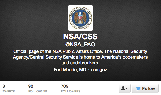 NSA now on Twitter
