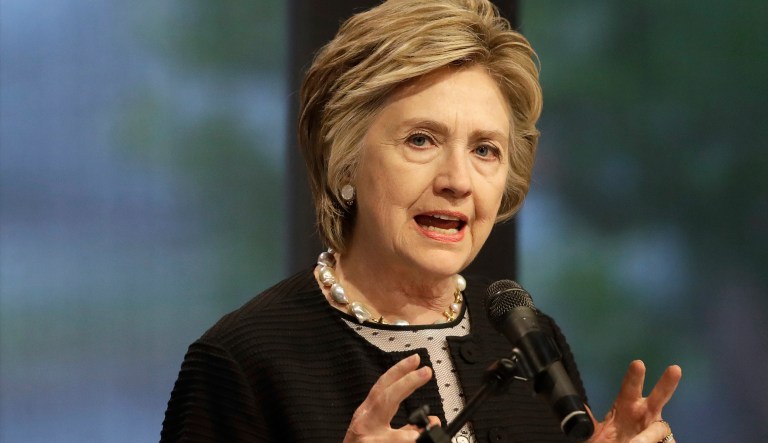 Hillary Clinton on Monday praised London Mayor Sadiq Khan. (AP Photo/Patrick Semansky)