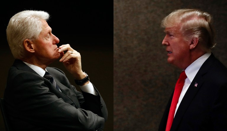 It took President Trump's election to shine a bright light on the straight lines between the excuses made on behalf of former President Bill Clinton and the fact that Trump survived the attacks made upon him, which could not be seen until now. (AP Images)