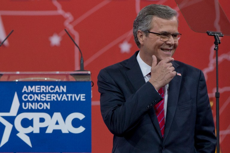 Former Florida Gov. Jeb Bush pauses as he speaks during the Conservative Political Action Conference (CPAC) in National Harbor, Md., Friday, Feb. 27, 2015. (AP)