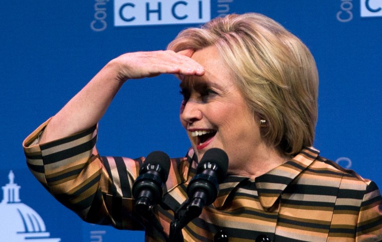 Democratic presidential candidate Hillary Clinton speaks to the Congressional Hispanic Caucus Institute's 39th Annual Gala Dinner held at the Washington Convention Center, in Washington, Thursday, Sept. 15, 2016. Clinton returned to the campaign trail after a bout of pneumonia that sidelined her for three days and revived questions about both Donald Trump's and her openness regarding their health..( AP Photo/Jose Luis Magana)