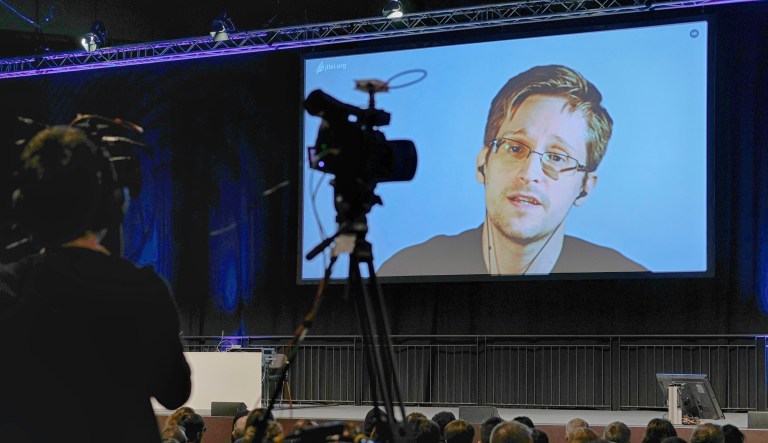 American whistleblower Edward Snowden called on President Trump to veto the legislation giving six more years of life to the key counterterrorism surveillance tool. (Sebastian Willnow/dpa via AP)