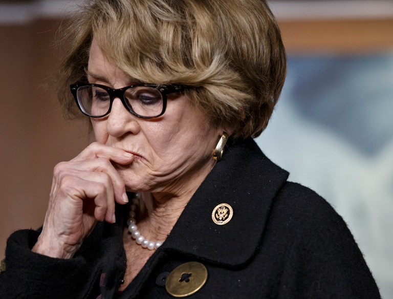 Rep. Louise Slaughter, D-N.Y., the top Democrat on the House Rules Committee, pauses during a news conference on Capitol Hill in Washington, Wednesday, Jan. 21, 2015, as she joins House Democrats in stating their disagreement and disappointment with President Barack Obama's State of the Union request for fast track trade authority. In a rare move away from his own party, Obama generated more applause from pro-trade Republicans than skeptical Democrats with his agenda to negotiate sweeping trade deals with Asian and European economies and reach agreement on the Trans-Pacific Partnership. (AP Photo/J. Scott Applewhite)