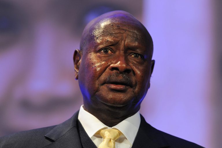 FILE - In this Wednesday, July 11, 2012 file photo, Ugandan President Yoweri Museveni speaks during the London Summit on Family Planning organized by the UK Government and the Bill & Melinda Gates Foundation with the United Nations Population Fund, in central London.  In an official announcement released Friday Feb. 14, 2014, President Museveni plans to sign a bill into law that prescribes life imprisonment for what they term as 
