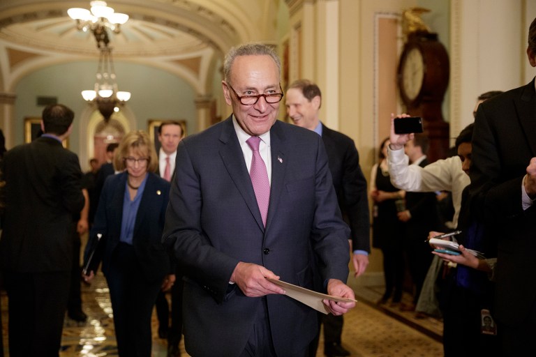 Senate Minority Leader Chuck Schumer of N.Y., arrives at a news conference on Capitol Hill in Washington, Tuesday, March 7, 2017, to criticize the Republican healthcare plan designed to replace Obamacare. (AP Photo/J. Scott Applewhite)