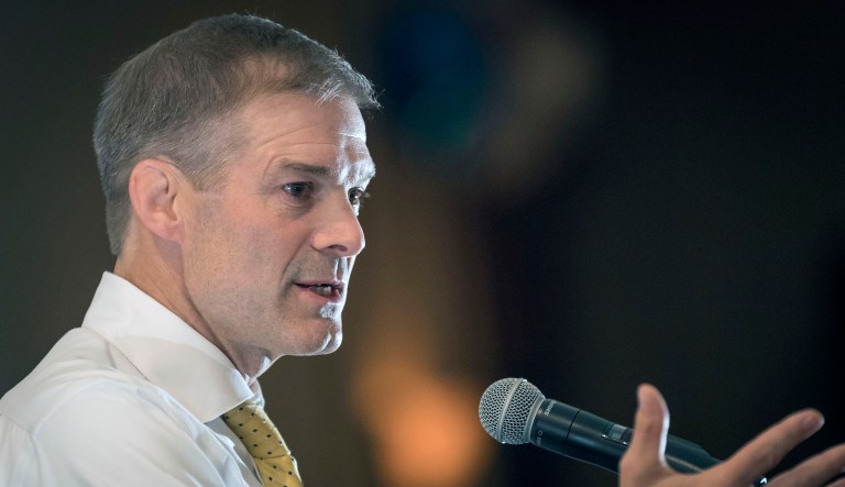 Rep. Jim Jordan, a top conservative lawmaker, disputed that there is any movement inside the Freedom Caucus to oust House Speaker Paul Ryan or seek a change in leadership. (AP Photo/Bryan Woolston)