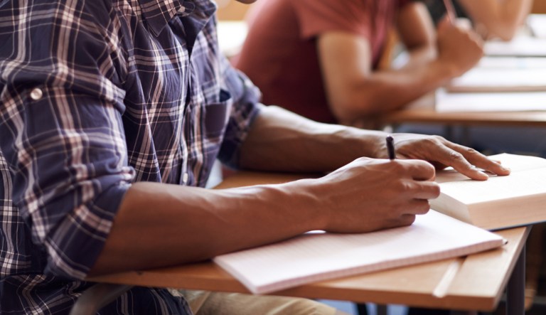 Student taking exam