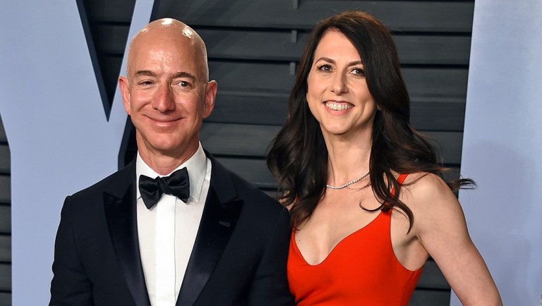 Jeff Bezos and wife MacKenzie Bezos arrive at the Vanity Fair Oscar Party in Beverly Hills, Calif.