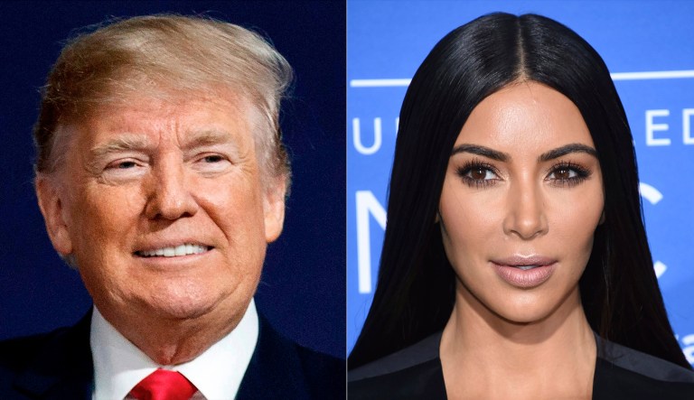 President Trump and Kim Kardashian West. Kardashian West urged the president to pardon Alice Marie Johnson, who is serving a life sentence without parole for a nonviolent drug offense. 