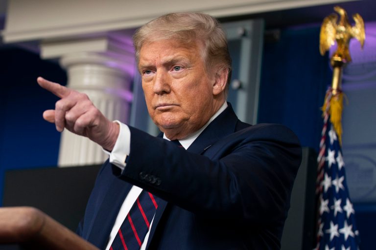 President Donald Trump speaks during a news conference at the White House, Tuesday. Rasmussen Reports show he has nearly closed the gap with Democrat Joe Biden for the 2020 election.