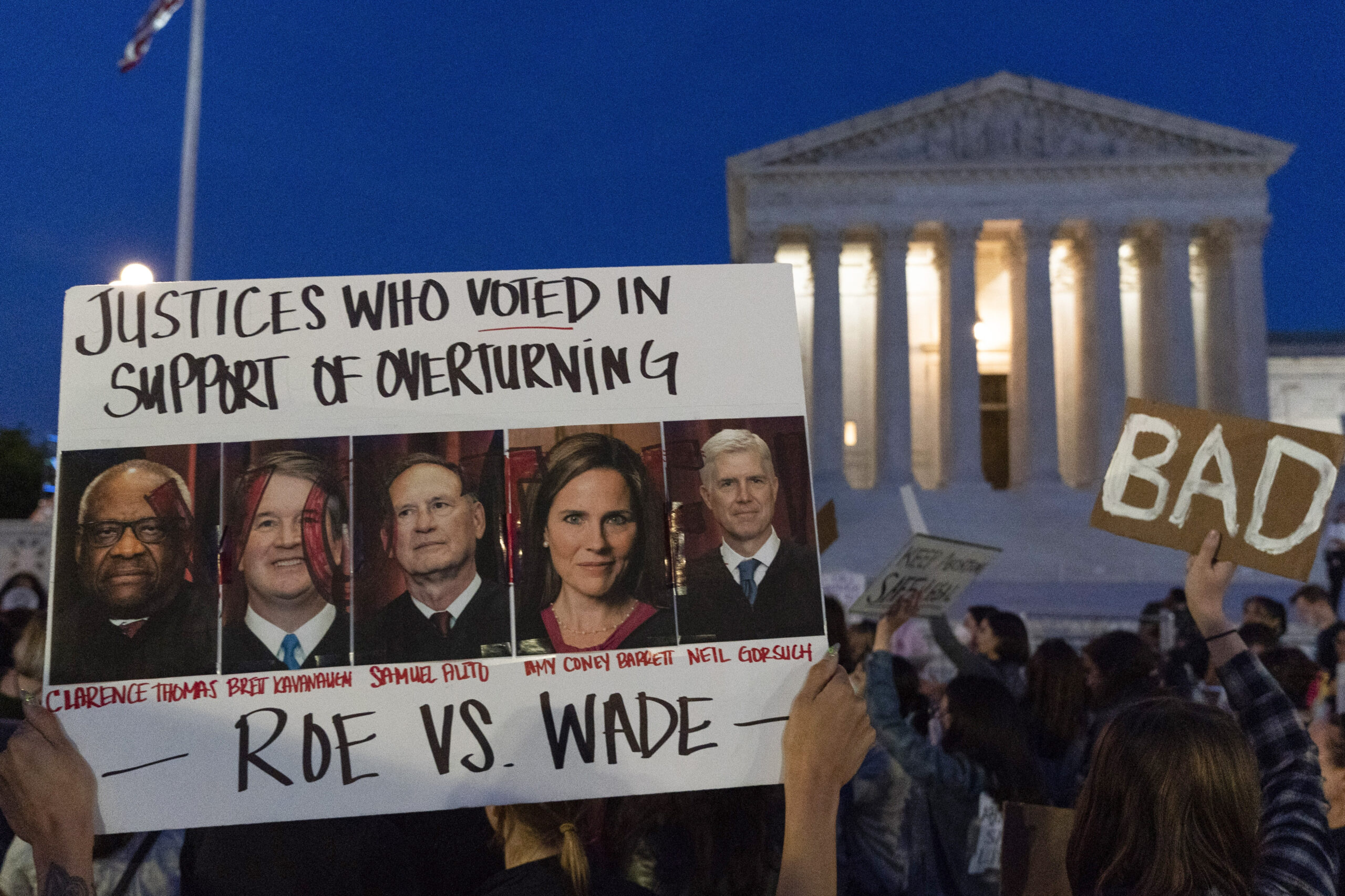 A year after, public opinion steady on overturning Roe