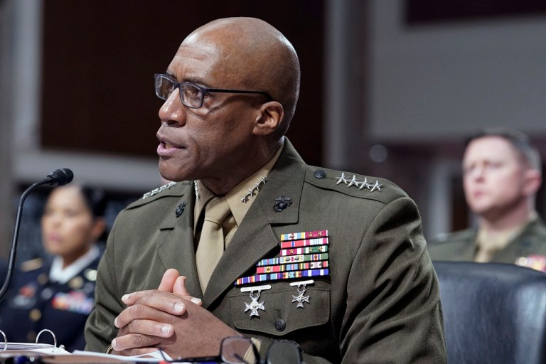 Gen. Michael Langley, the commander of U.S. Africa Command, testifies during a Senate committee hearing on Senate Armed Services hearing to examine the posture of United States Central Command and United States Africa Command in review of the Defense Authorization Request for Fiscal Year 2024 and the Future Years, Thursday, March 16, 2023, on Capitol Hill in Washington.