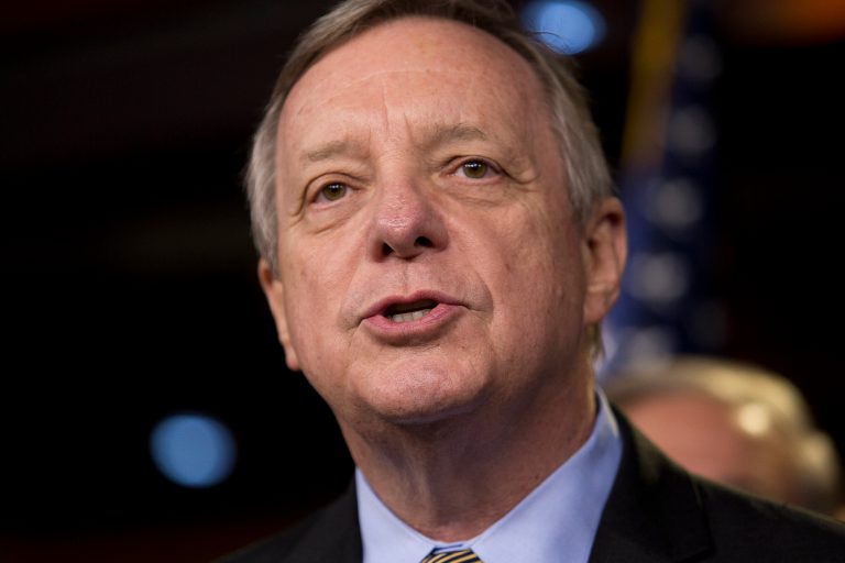 Sen. Dick Durbin, D-Ill., speaks at a press conference on Capitol Hill, Thursday, June 26th, 2014. (Graeme Jennings/Examiner)