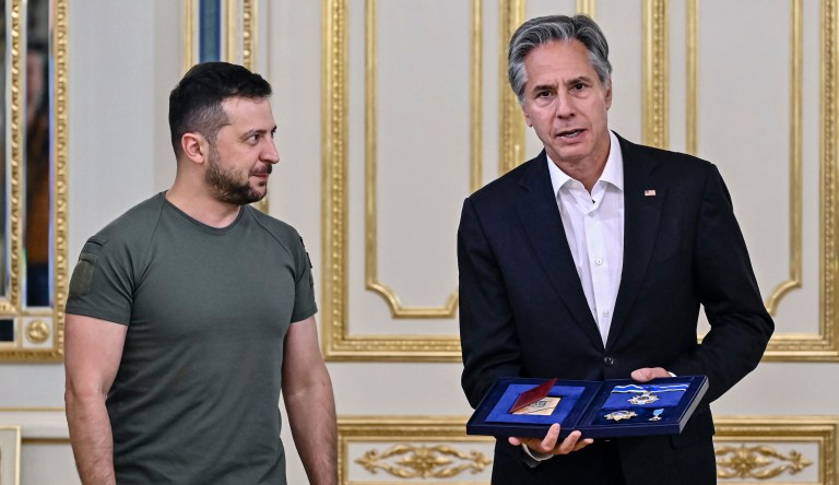 Blinken makes unannounced visit to Kyiv hours after Russian missile strike