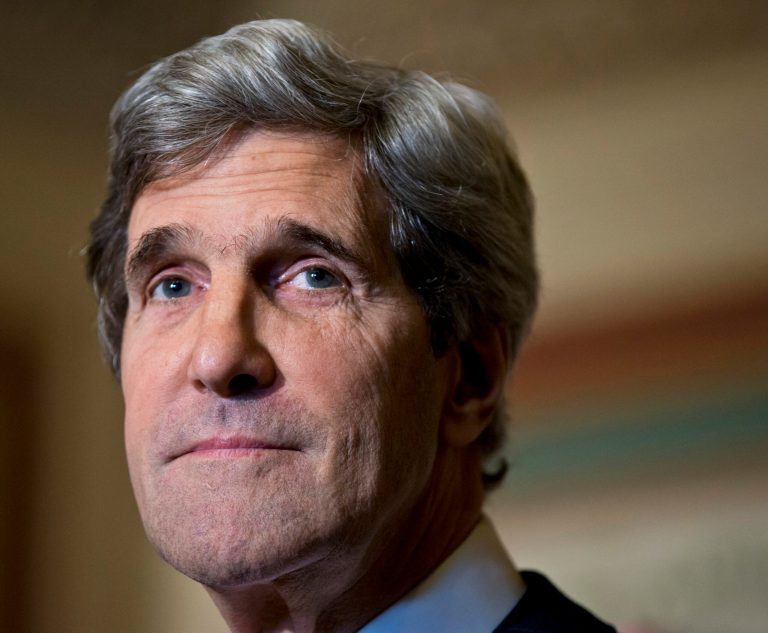   FILE - This Dec. 3, 2012 file photo shows Senate Foreign Relations Chairman Sen. John Kerry, D-Mass., at a news conference on Capitol Hill in Washington. The top contenders for the âbig threeâ jobs in President Barack Obamaâs Cabinet are white men, raising fresh concerns among Democratic women about diversity in the presidentâs inner-circle. Their long-simmering worries were rekindled after Susan Rice withdrew under pressure from consideration as the next secretary of state. (AP Photo/J. Scott Applewhite, File)  