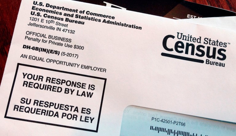 This March 23, 2018 file photo shows an envelope containing a 2018 census letter mailed to a resident in Providence, R.I., as part of the nation's only test run of the 2020 Census.