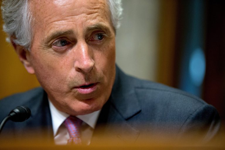 FILE - In this April 14, 2015 file photo, Senate Foreign Relations Committee Chairman Sen. Bob Corker, R-Tenn. speaks on Capitol Hill in Washington. Even if Congress rejects his final Iranian nuclear deal, President Barack Obama could use his executive pen to offer Tehran a hefty portion of sanctions relief. Legislation is being ushered through Congress by Corker,  to give Congress a say on a potential agreement. (AP Photo/Andrew Harnik, File)