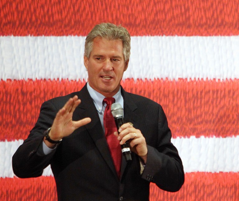 Scott Brown is closely trailing Democratic Sen. Jeanne Shaheen, 44 percent to 46 percent, in a poll of likely voters released Thursday. (AP Photo)