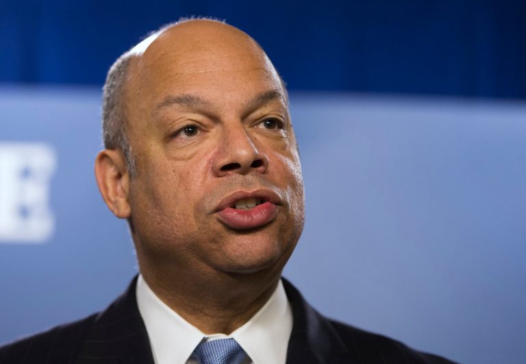 FILE - This March 18, 2014 file photo shows Homeland Security Secretary Jeh Johnson speaking in Washington. Reviewing the U.S. deportation policy, Homeland Security Secretary Jeh Johnson is said to be weighing limiting deportations of immigrants living here illegally but without serious criminal records. The change could shield tens of thousands of immigrants now deported because of repeated violations such as disobeying a deportation order or missing a court date. (AP Photo/ Evan Vucci, File)
