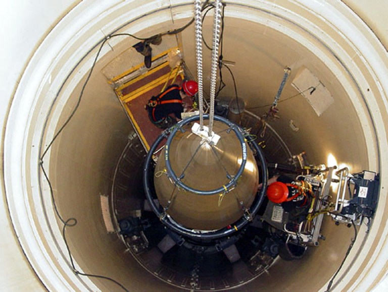 In this image released by the U.S. Air Force, a Malmstrom Air Force Base missile maintenance team removes the upper section of an ICBM at a Montana missile site.  An Air Force security team's botched response to a simulated assault on a nuclear missile silo has prompted a blistering review followed by expanded training to deal with the nightmare scenario of a real attack. But an internal review of the exercise held last summer at Malmstrom Air Force Base in Montana said the security forces were unable to speedily regain control of the captured silo, and called this a 