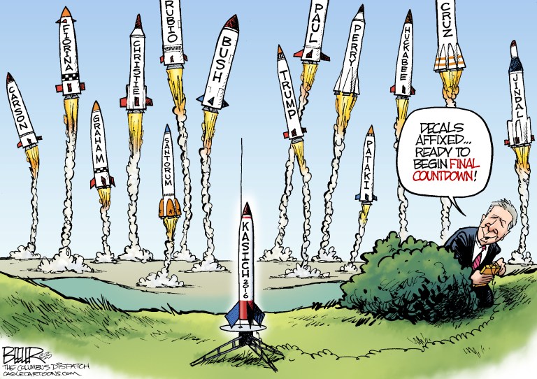 Editorial cartoon: A model launch