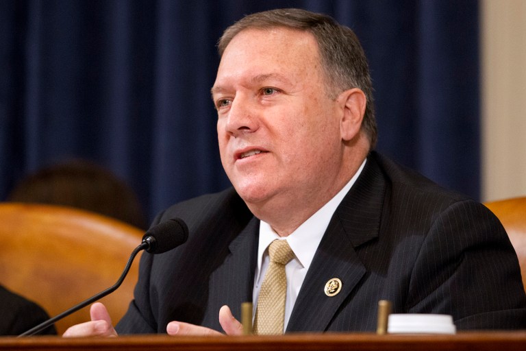 The power went out in the room at the beginning of the confirmation hearings for Rep. Mike Pompeo, President-elect Trump's nominee for CIA director right as the ranking Democrat on the Senate Intelligence Committee began talking about Russian interference in the 2016 presidential election. (AP Photo/Jacquelyn Martin, File)