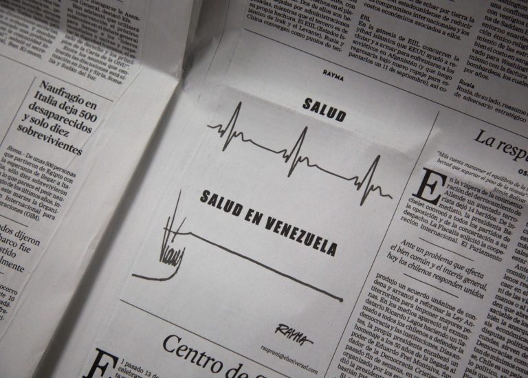 A political cartoon by Rayma Suprani using the signature of Venezuela's late President Hugo Chavez, bottom, reads in Spanish 