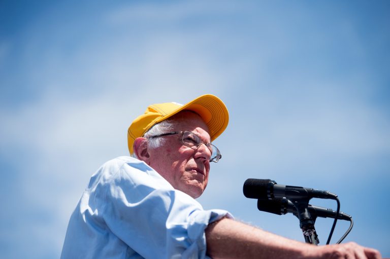 On the campaign trail, Sanders often criticizes Clinton's hawkish foreign policy tendencies. (AP Photo/Noah Berger)