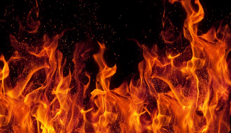 fire isolated over black background