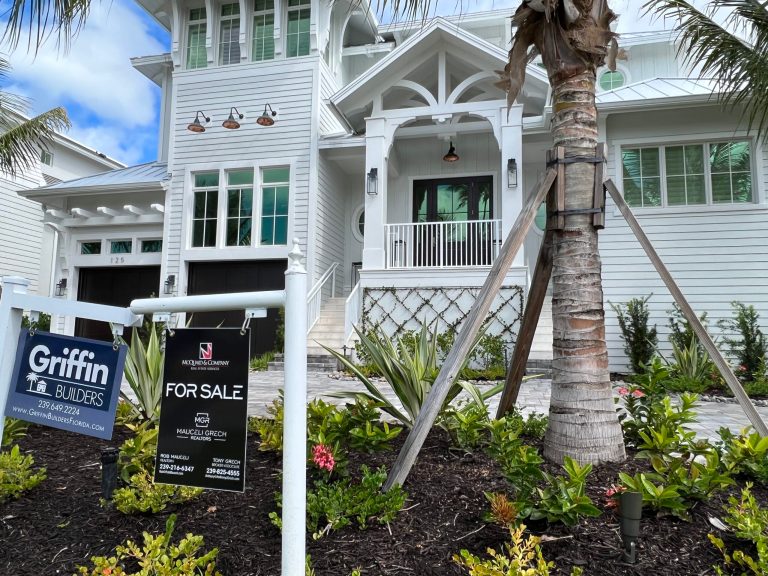A spec home listed for sale. The property, located in downtown Naples, is just a short walk away from the beach.