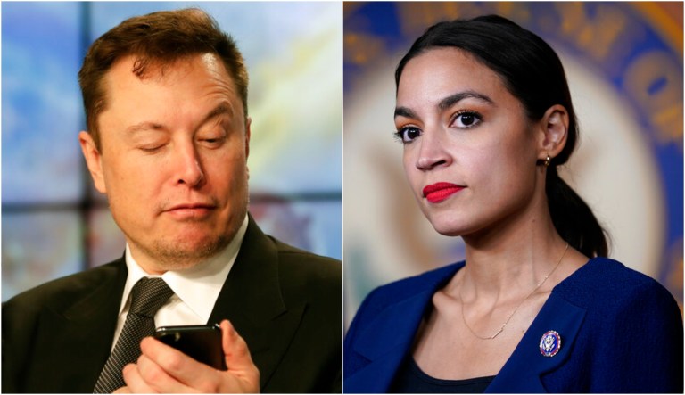 Elon Musk and Alexandria Ocasio-Cortez.
