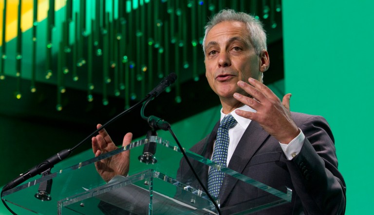 Chicago Mayor Rahm Emanuel speaks at the U.S. Conference of Mayors winter meeting in Washington, Thursday, Jan. 24, 2019.